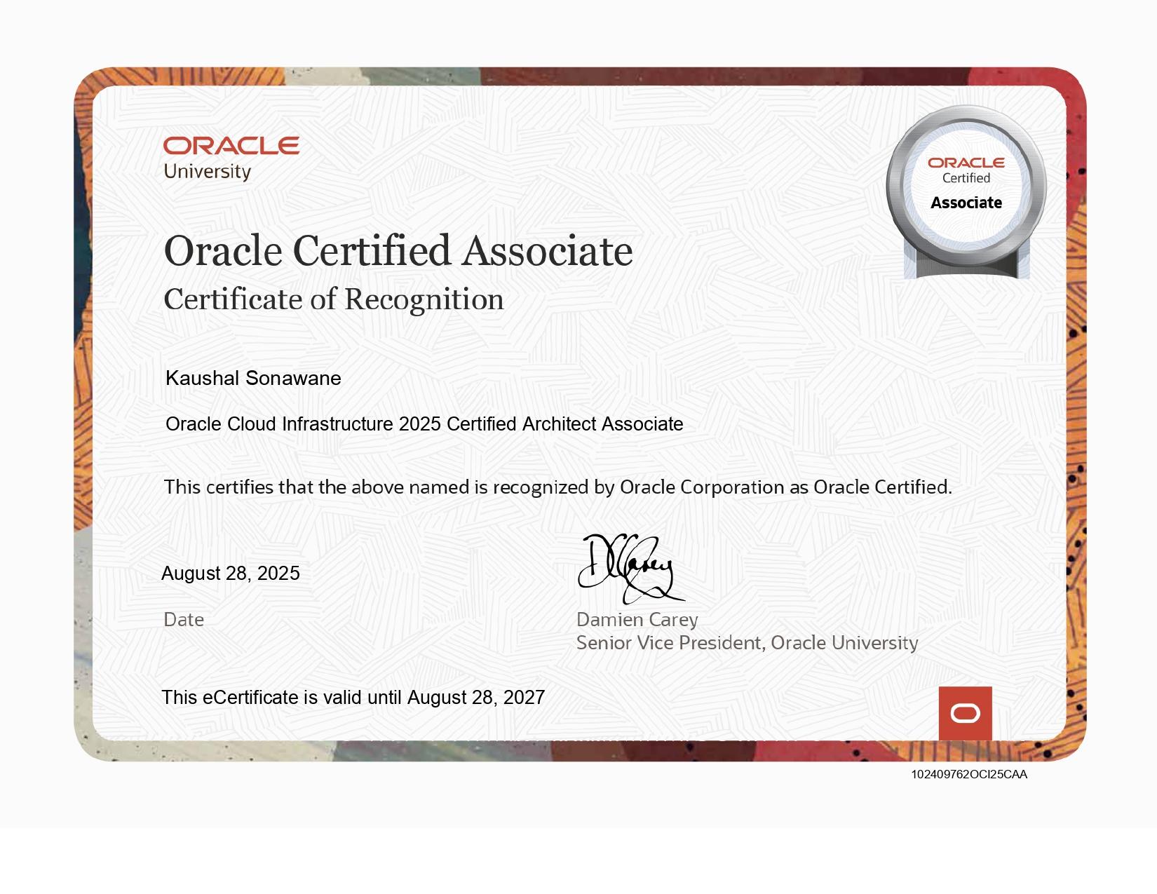 Oracle Certified Architect Associate