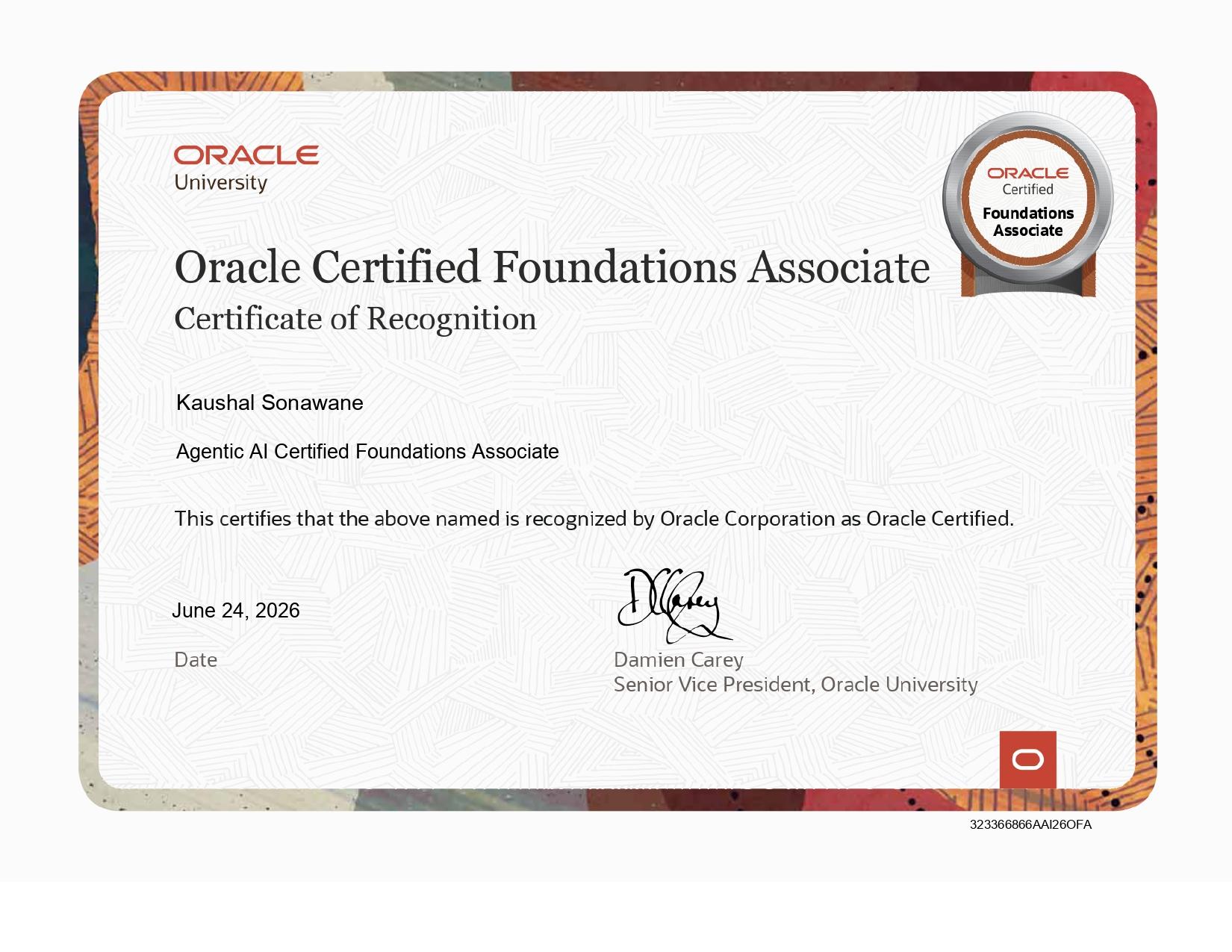 Oracle Certified Foundations Associate – Agentic AI