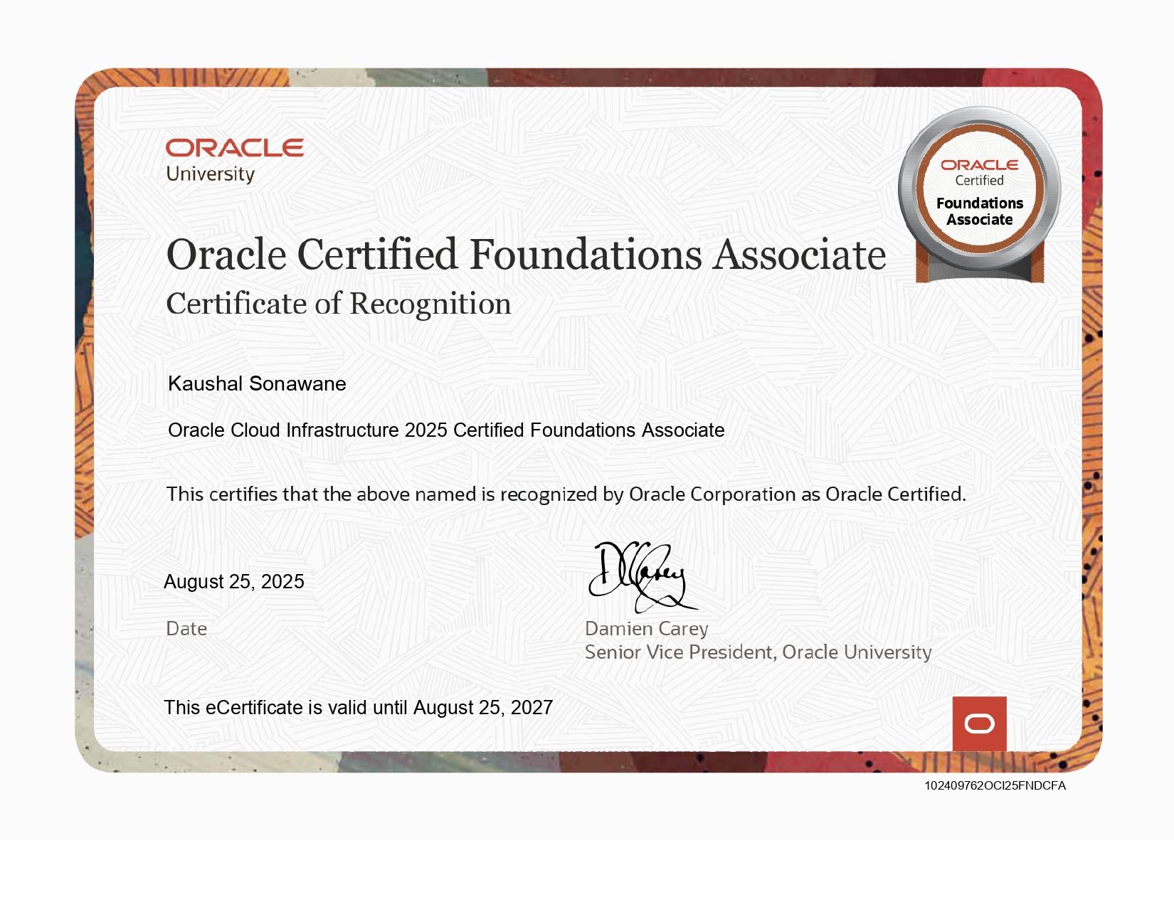 Oracle Cloud Infrastructure Foundations Associate