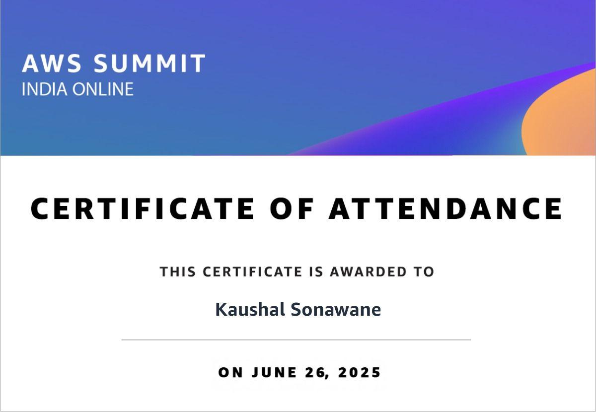 AWS Summit – Certificate of Attendance