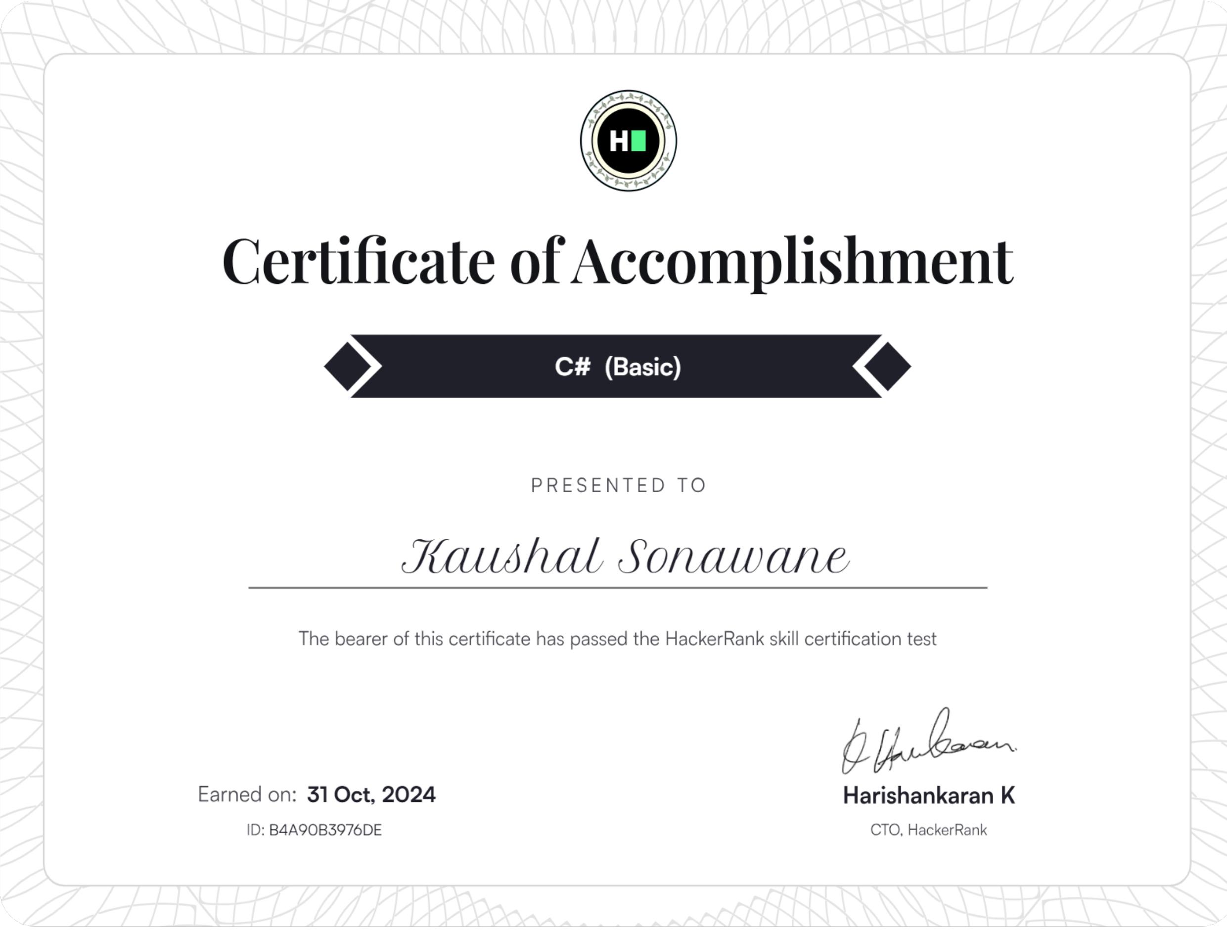 C# Basics Certification