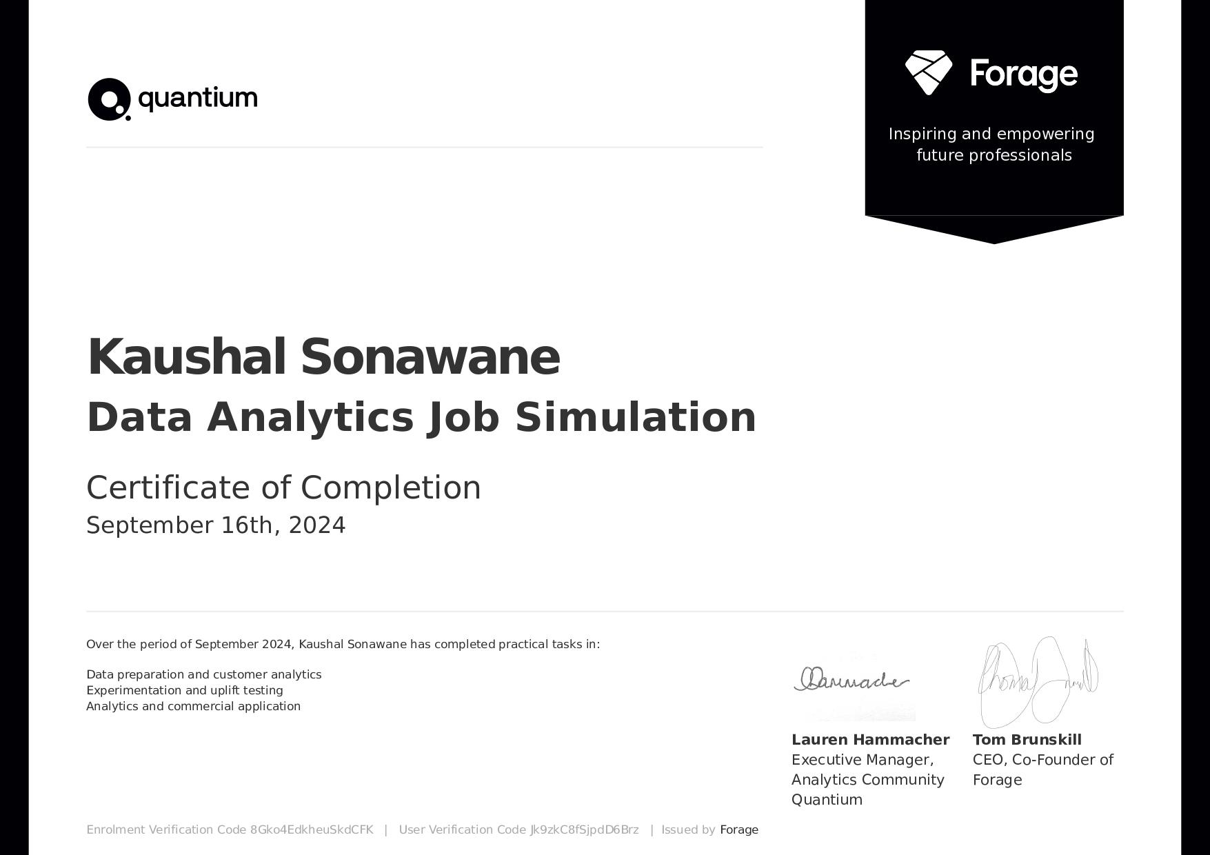 Data Analytics Certificate