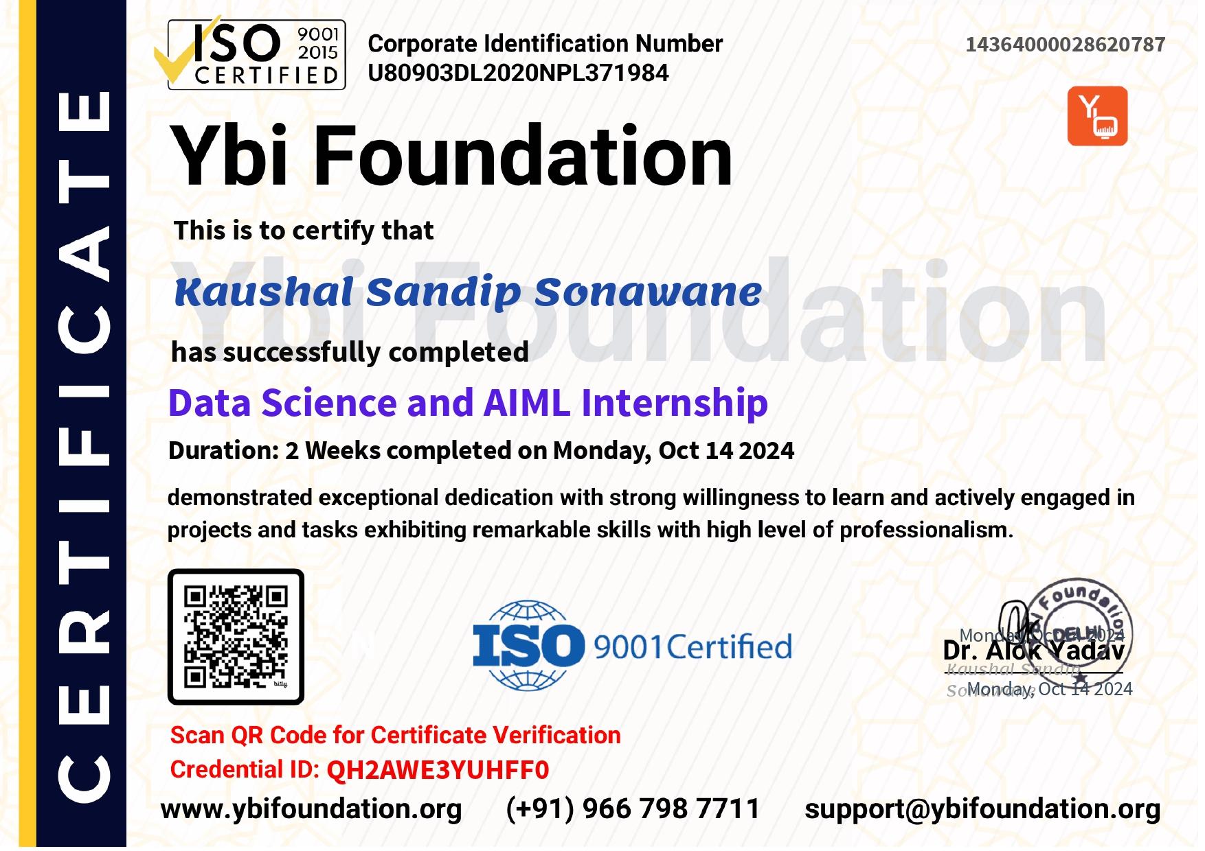 Data Science & AI/ML Internship