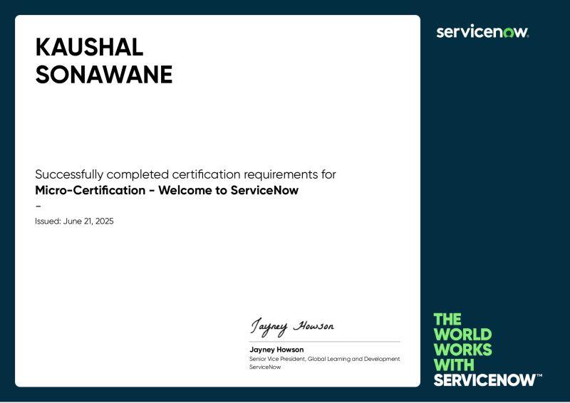 ServiceNow Micro-Certification