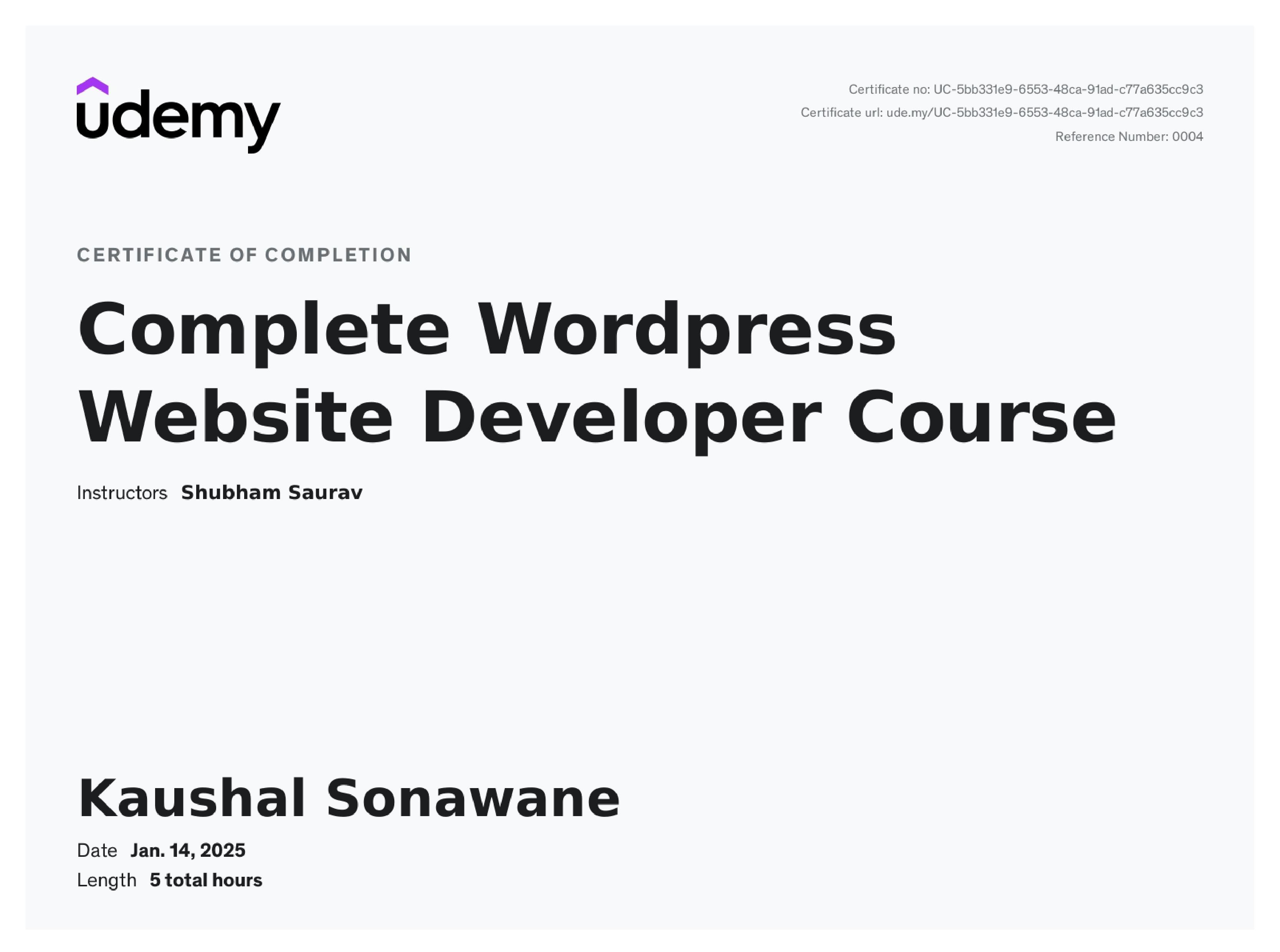WordPress Certificate